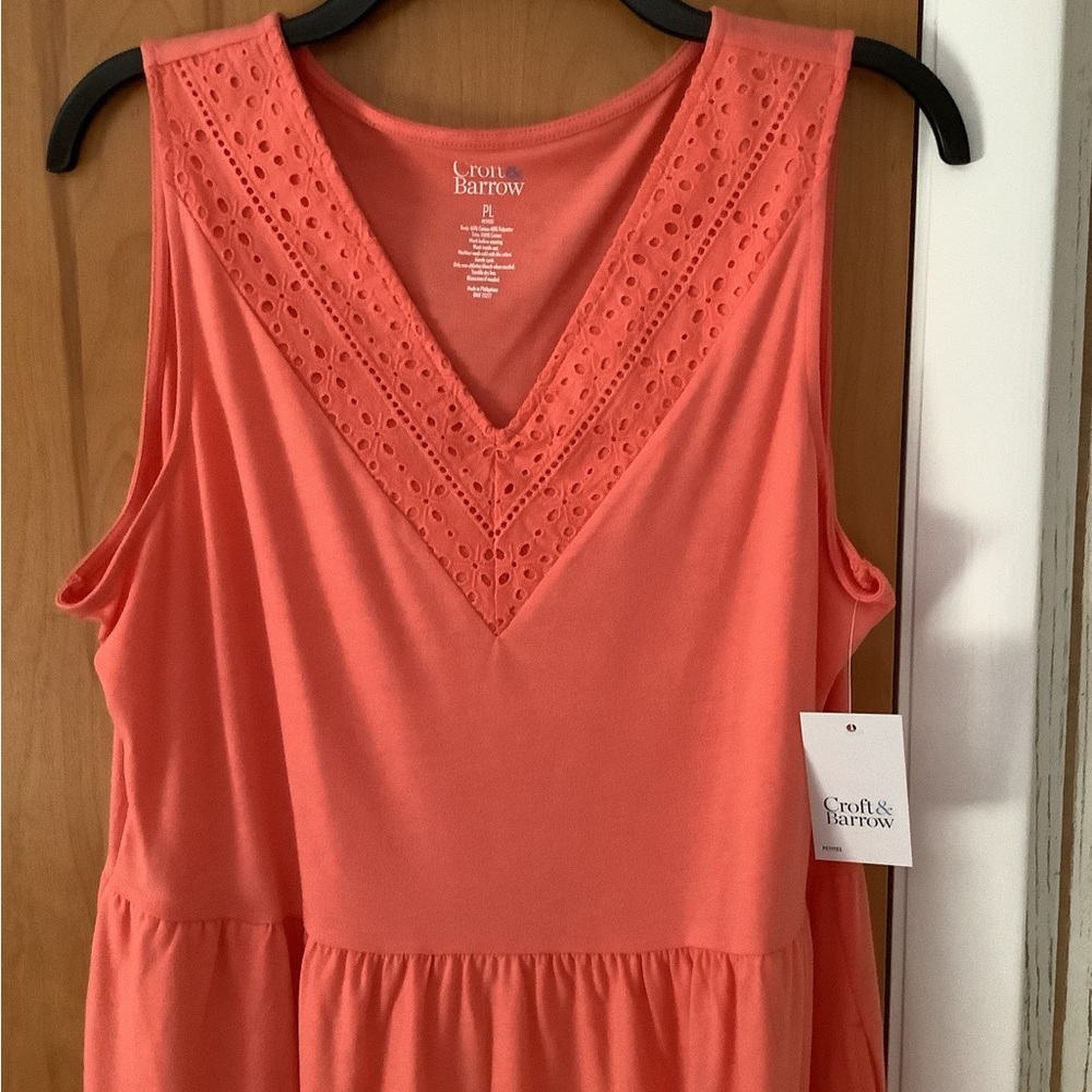 Croft & Barrow Coral Eyelet Sleeveless Dress